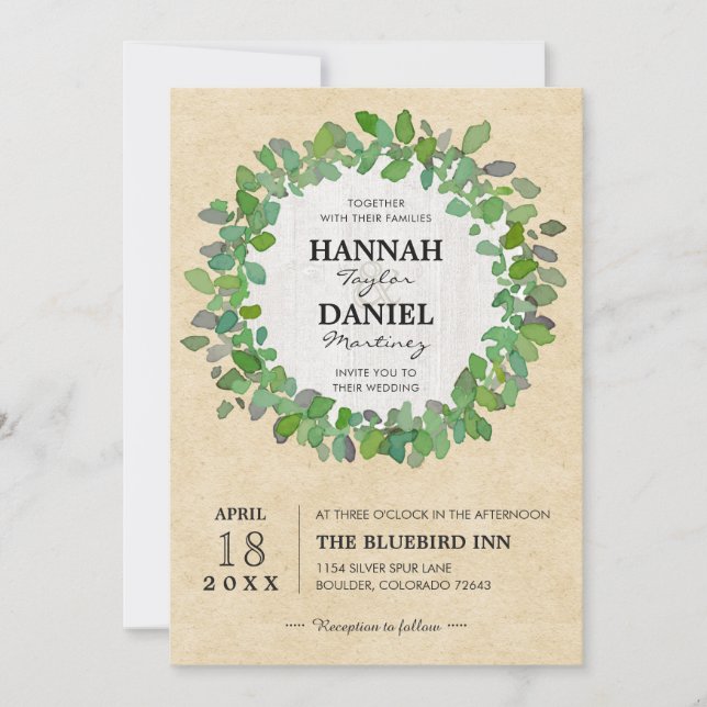 Invitación del Personalizado de Wreath, Boda Neutr (Anverso)