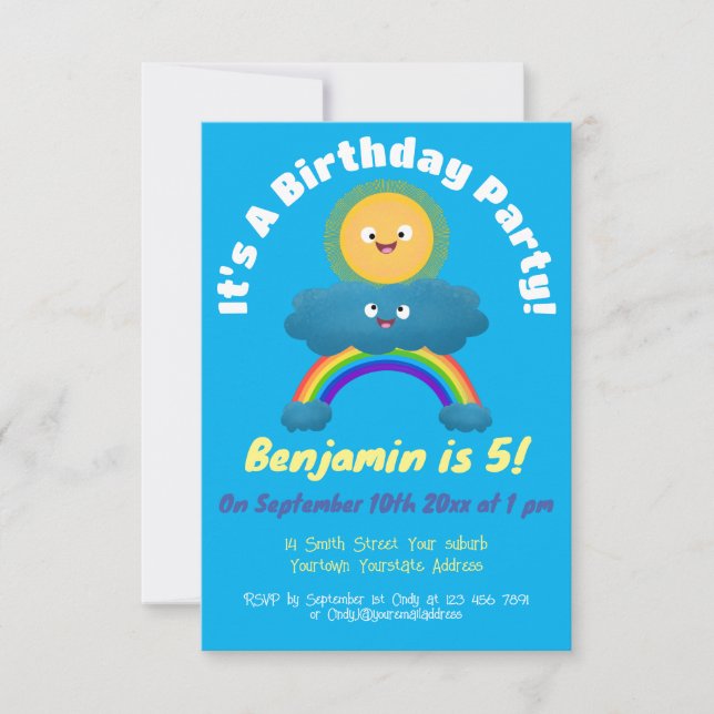 Invitación del personalizado del arco iris de la n (Anverso)