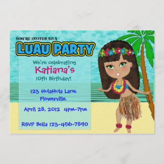 Invitación del personalizado del fiesta de Luau