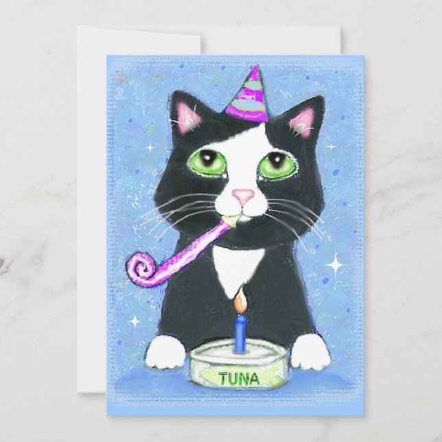 Invitación del personalizado del gato de la torta (Anverso)