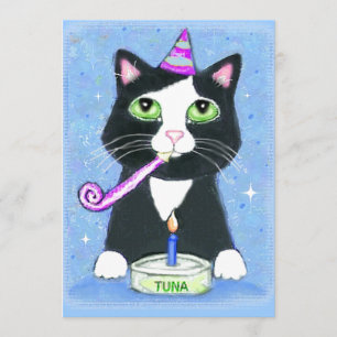 Invitación del personalizado del gato de la torta