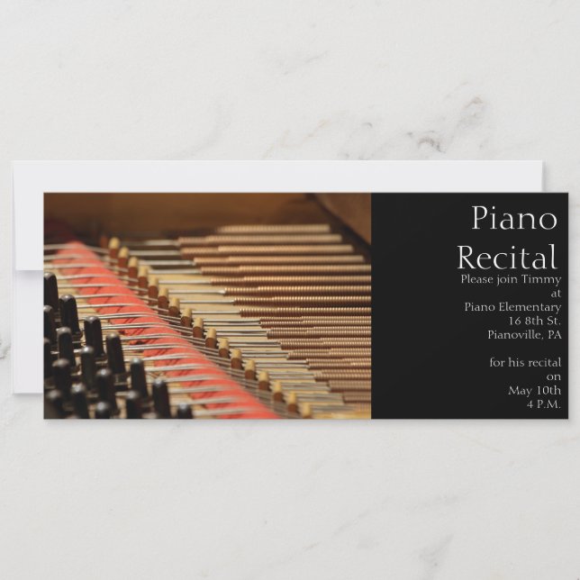 Invitación del piano del vintage (Anverso)
