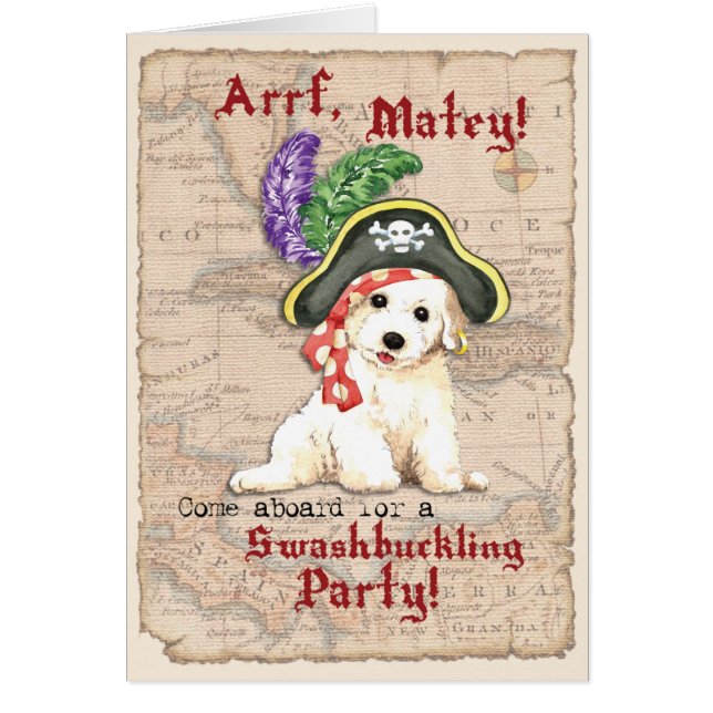Invitación del pirata de Bichon Frise (Frente)