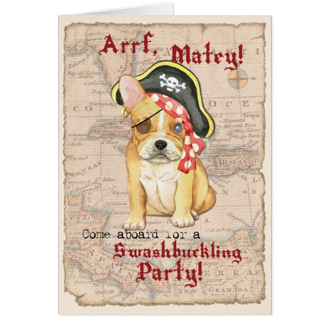 Invitación del pirata del bulldog francés (Frente)