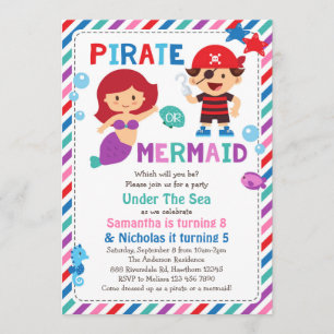 Invitación del pirata o de la sirena, bajo fiesta