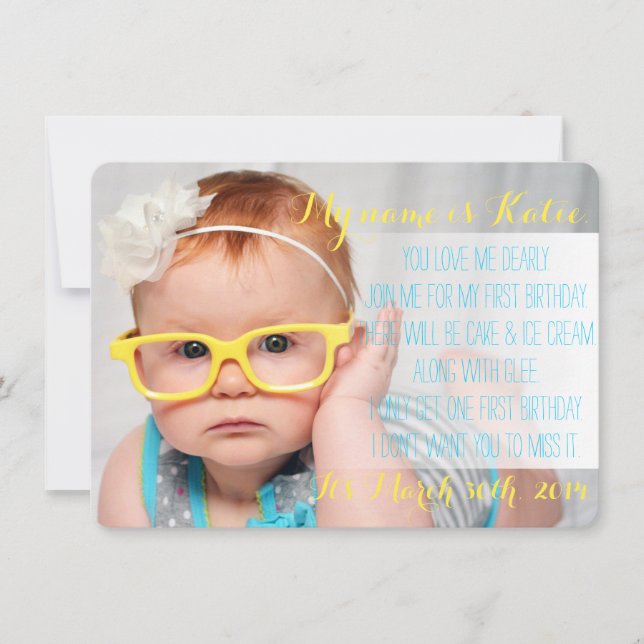 Invitación del poema del cumpleaños (Anverso)