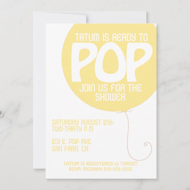 Invitación del POP Baby Shower (Anverso)