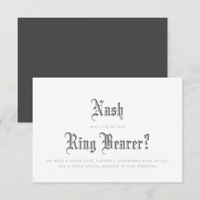 Invitación del portador de anillo de letras negras (Anverso / Reverso)