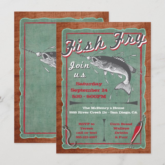 Invitación del Poster del Fiesta de pescado ruso (Anverso / Reverso)