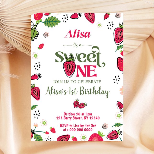 Invitación del primer Chica de cumpleaños de fresa (Subido por el creador)