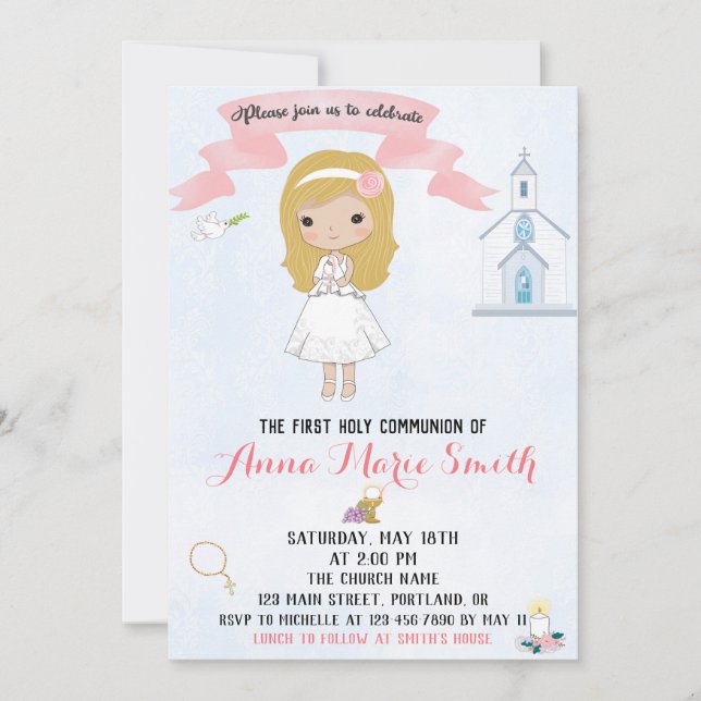 Invitación del primer Chica de la Santa Comunión (Anverso)