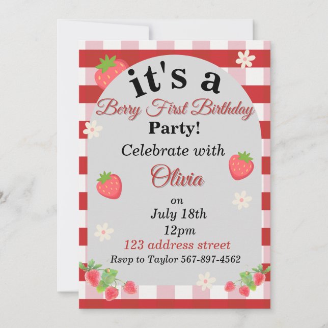 invitación del primer cumpleaños de berry (Anverso)