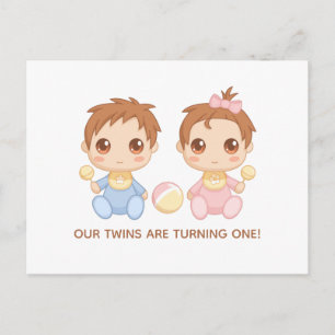Invitación del primer cumpleaños de gemelos bebé n