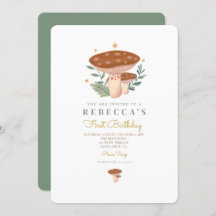 Invitación del primer cumpleaños de Little Mushroo