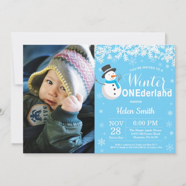 Invitación del primer cumpleaños de Niño Muneco de (Anverso)