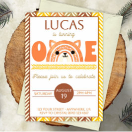 Invitación del primer cumpleaños del Boho Rainbow 