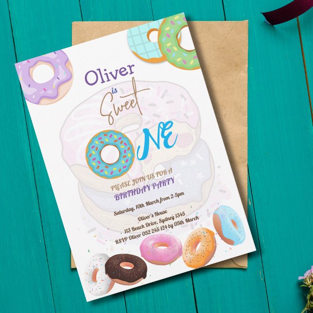 Invitación del primer cumpleaños del donut (Subido por el creador)