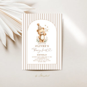 Invitación del primer cumpleaños del niño oso