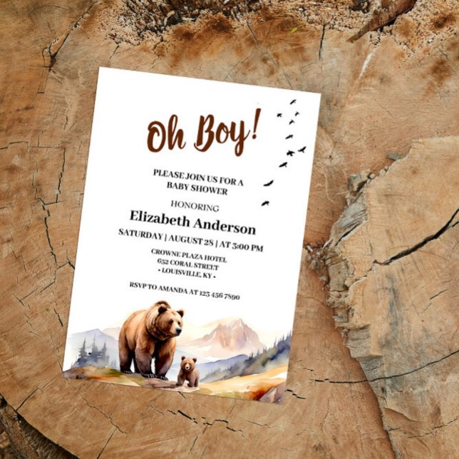 Invitación del primer cumpleaños del oso Woodland (Subido por el creador)
