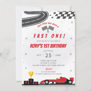 Invitación del primer Fiesta de cumpleaños de Fast