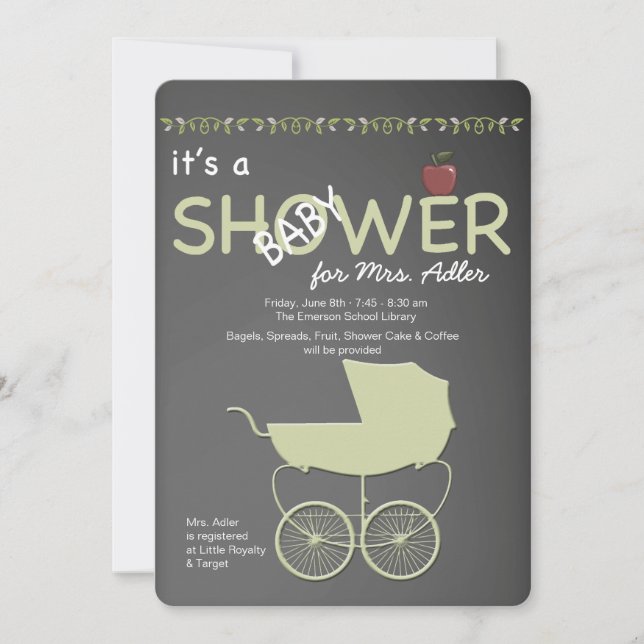 Invitación del profesor a Baby Shower (Anverso)