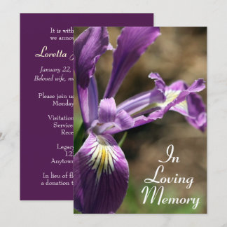Invitación del Purple Iris Memorial Service