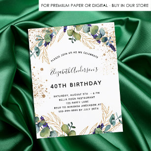 Invitación del purpurina de Birthday eucalyptus gr