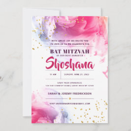Invitación del Purpurina de color de agua Bat Mitz