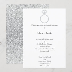 Invitación del Purpurina del Boda del anillo de di