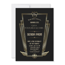 Invitación del Real Gold Black Art Deco Senior PRO