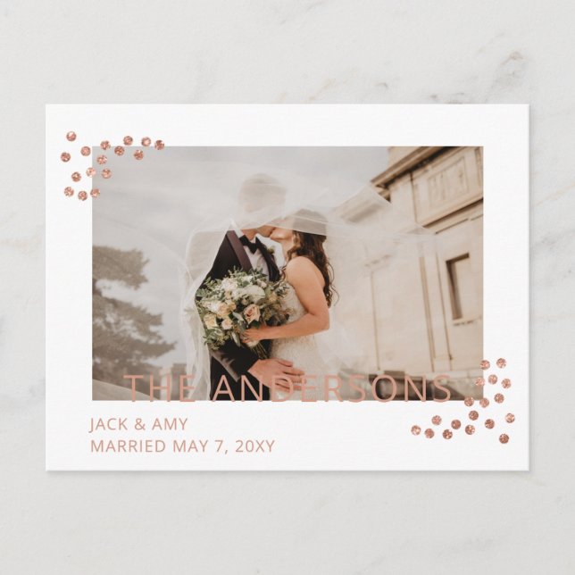 Invitación del Rosa Boda de fotografía de Confetti (Anverso)
