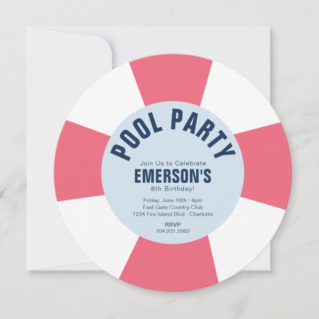 Invitación del rosa de la fiesta de cumpleaños de (Anverso)