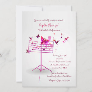 Invitación del rosa del soporte de música