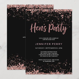 Invitación del rosa Fiesta de Hen purpurina de oro