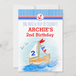 Invitación del segundo cumpleaños de los niños náu