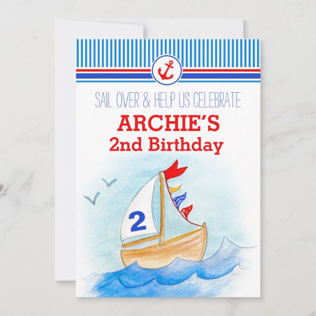 Invitación del segundo cumpleaños de los niños náu (Anverso)