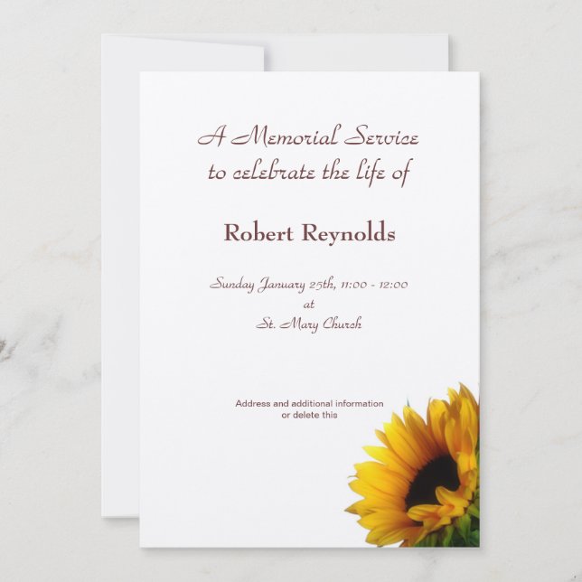 Invitación del servicio conmemorativo (Anverso)