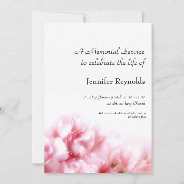 Invitación del servicio conmemorativo (Anverso)