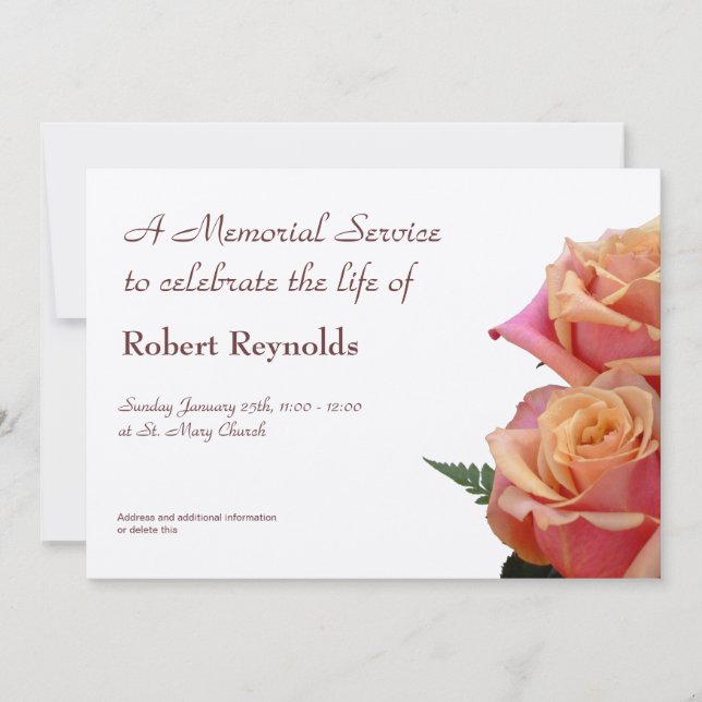 Invitación del servicio conmemorativo (Anverso)