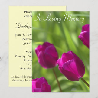 Invitación del servicio conmemorativo de tulipanes