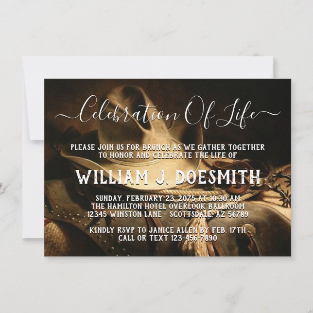 Invitación del Servicio de Conmemoración Rustic Co (Anverso)