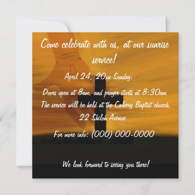 Invitación del servicio de la salida del sol de (Anverso)