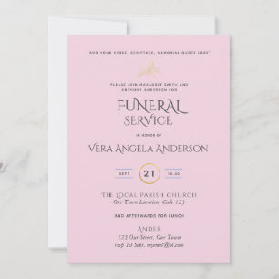 Invitación del servicio funerario rosa con verso