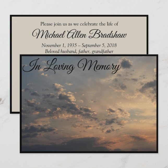 Invitación del Sky of Clouds Memorial Service (Anverso / Reverso)