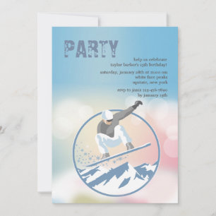 Invitación del Snowboarder de los altos picos