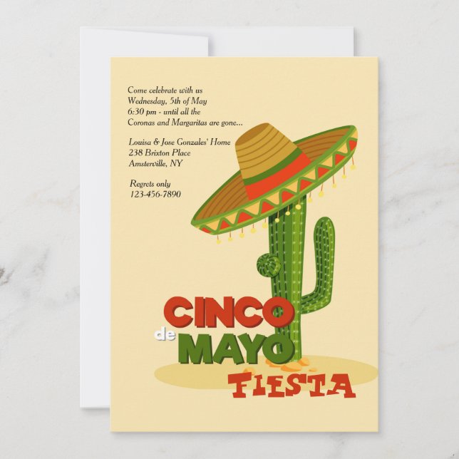 Invitación del sombrero de Cinco de Mayo (Anverso)