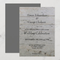 Invitación del Sr. Gay y el Sr. driftwood Wedding