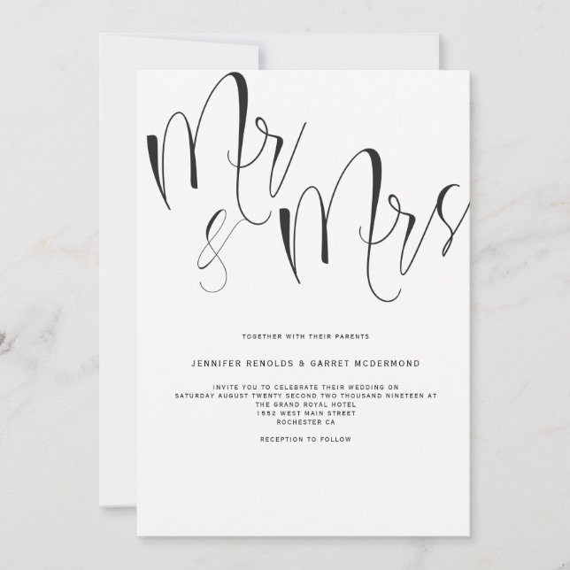 Invitación del Sr. y la Sra. Wedding (Anverso)