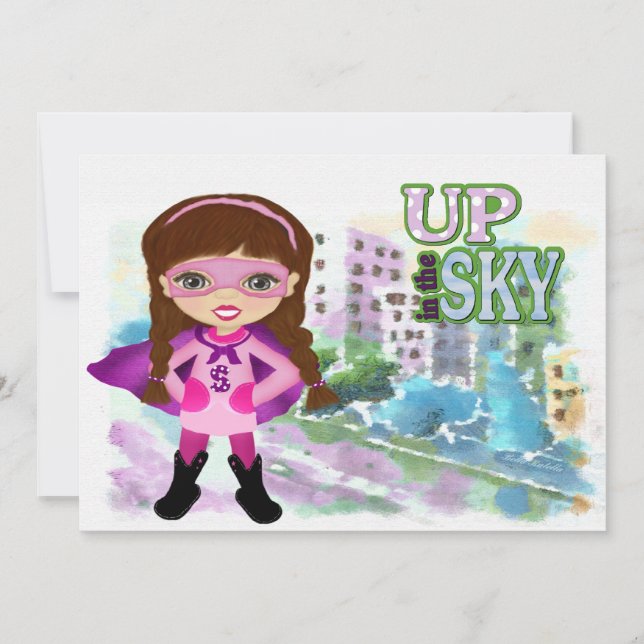 Invitación del superhéroe del chica (Anverso)