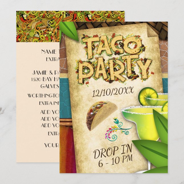 Invitación del Taco Party (Anverso / Reverso)